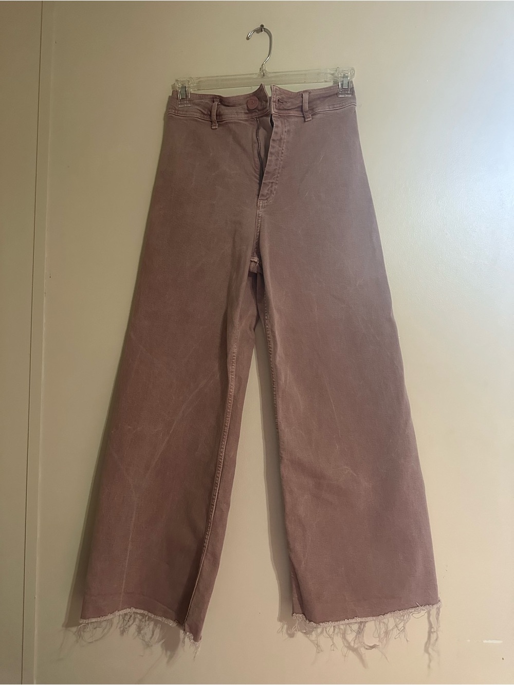 Zara Marine High-Rise Wide Leg Jeans in Dusty Mauve